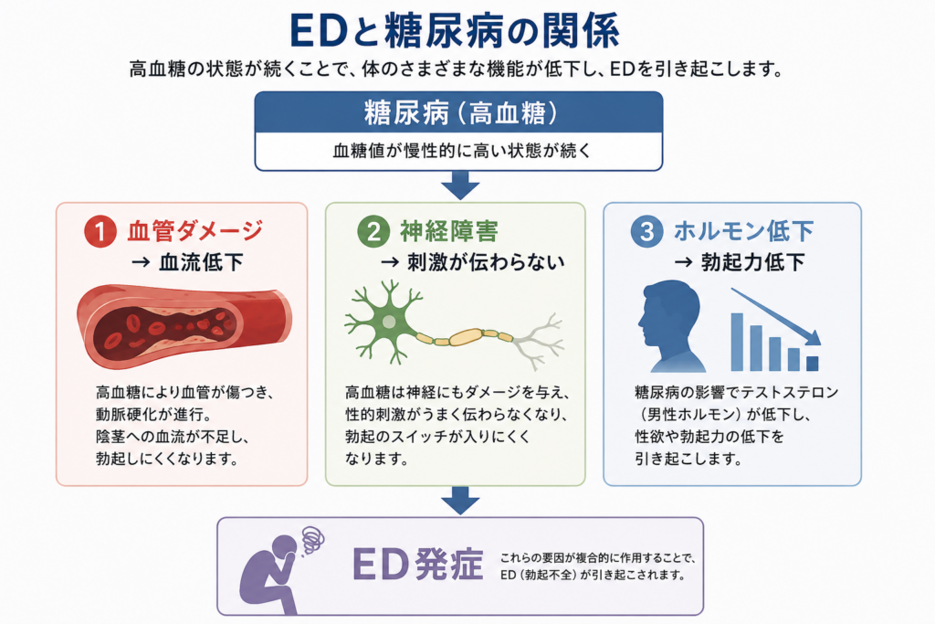 ED 糖尿病 関係 図解