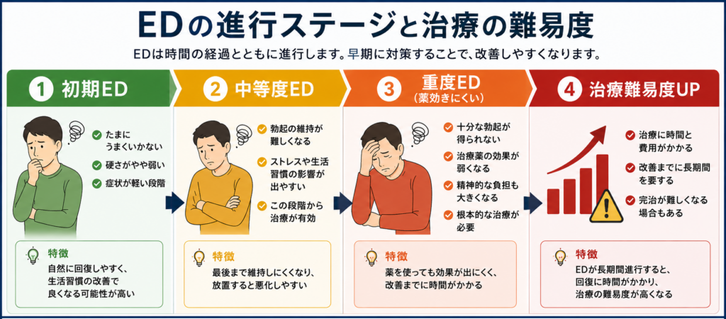 EDの進行度と治療法　図解