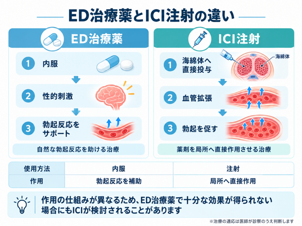 ICI注射 ED治療薬 バイアグラ 違い