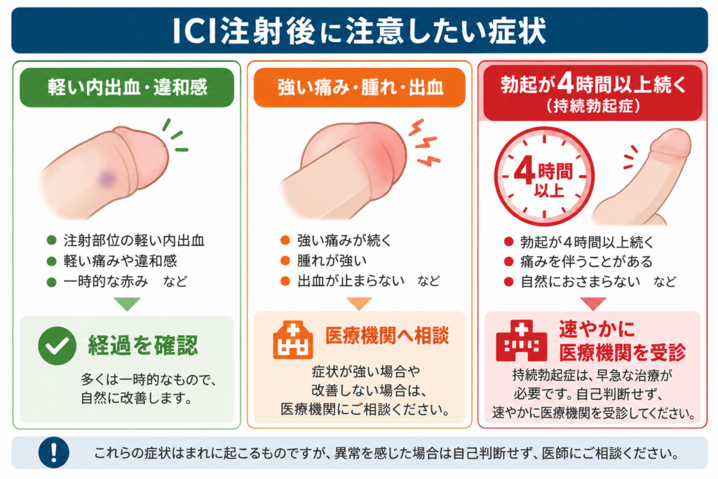 ICI注射 副作用 持続勃起症 4時間以上