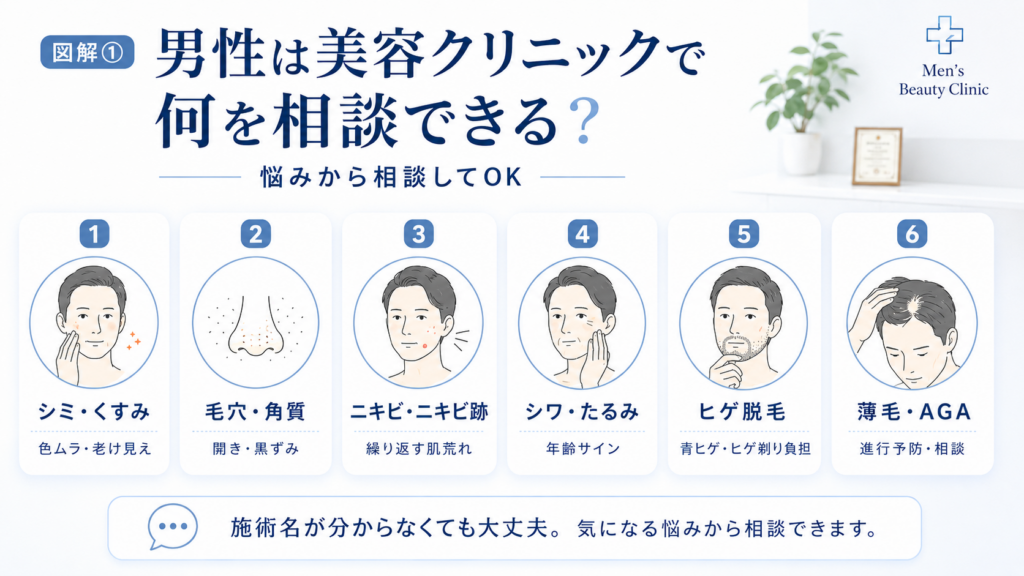 男性は美容クリニックで何を相談できる?
