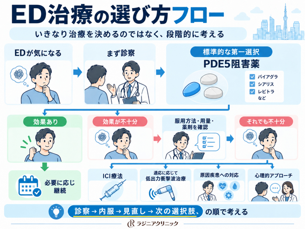 ED治療の選び方を原因別に整理した図
