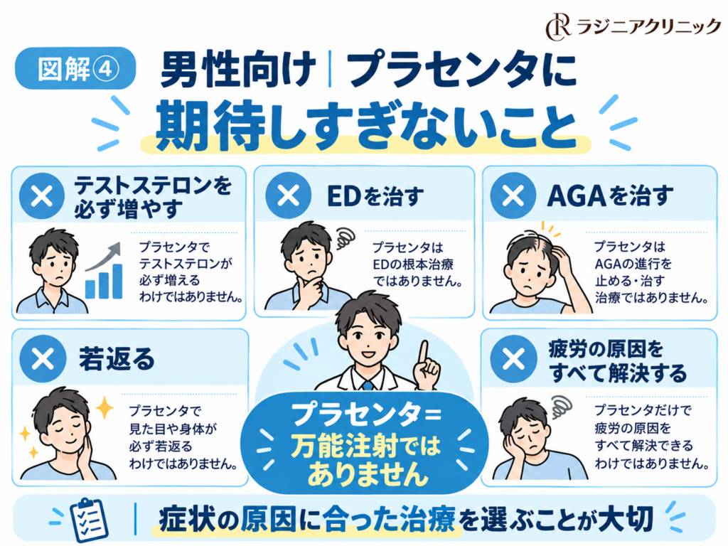 男性がプラセンタ注射に期待しすぎないための注意点